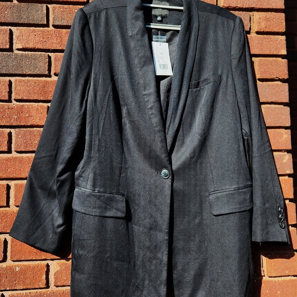 The Limited Women's One Button Patch Pocket Blazer Black Sz 18W NWT - Picture 5 of 8